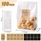 100 PACK Cellophane Treat Bags Cookie bags for Packaging Clear Gift Bags with Stickers for Cookies,Candy,Chocolates(9x3.2inch)